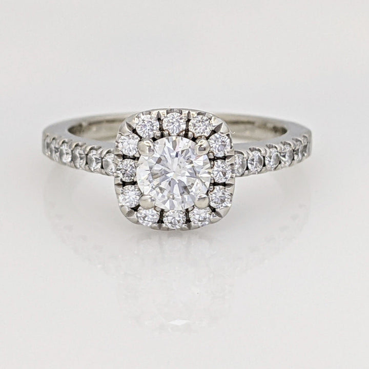 14K WHITE .90 CARAT TOTAL WEIGHT SI2 I DIAMOND ROUND HALO ESTATE RING 3.4 GRAMS