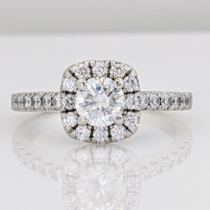 14K WHITE .90 CARAT TOTAL WEIGHT SI2 I DIAMOND ROUND HALO ESTATE RING 3.4 GRAMS