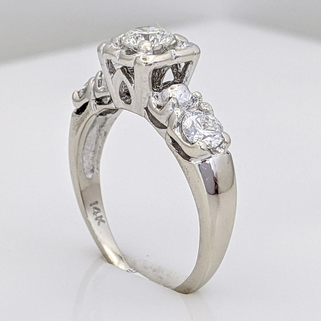14K WHITE .70 CARAT TOTAL WEIGHT SI2 H DIAMOND ROUND (3) ILLUSION TRINITY ESTATE RING 3.4 GRAMS