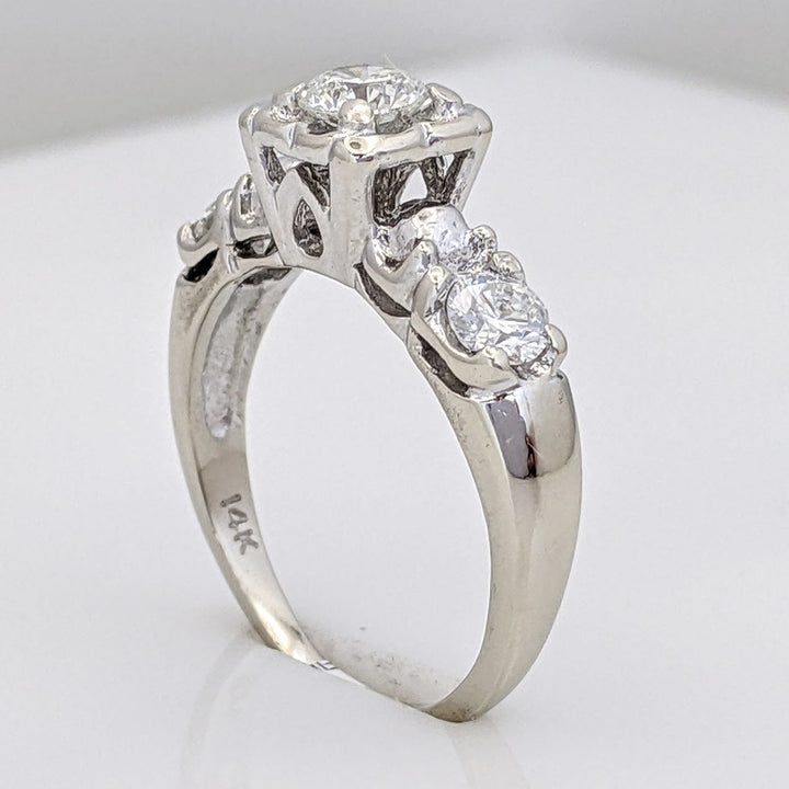 14K WHITE .70 CARAT TOTAL WEIGHT SI2 H DIAMOND ROUND (3) ILLUSION TRINITY ESTATE RING 3.4 GRAMS