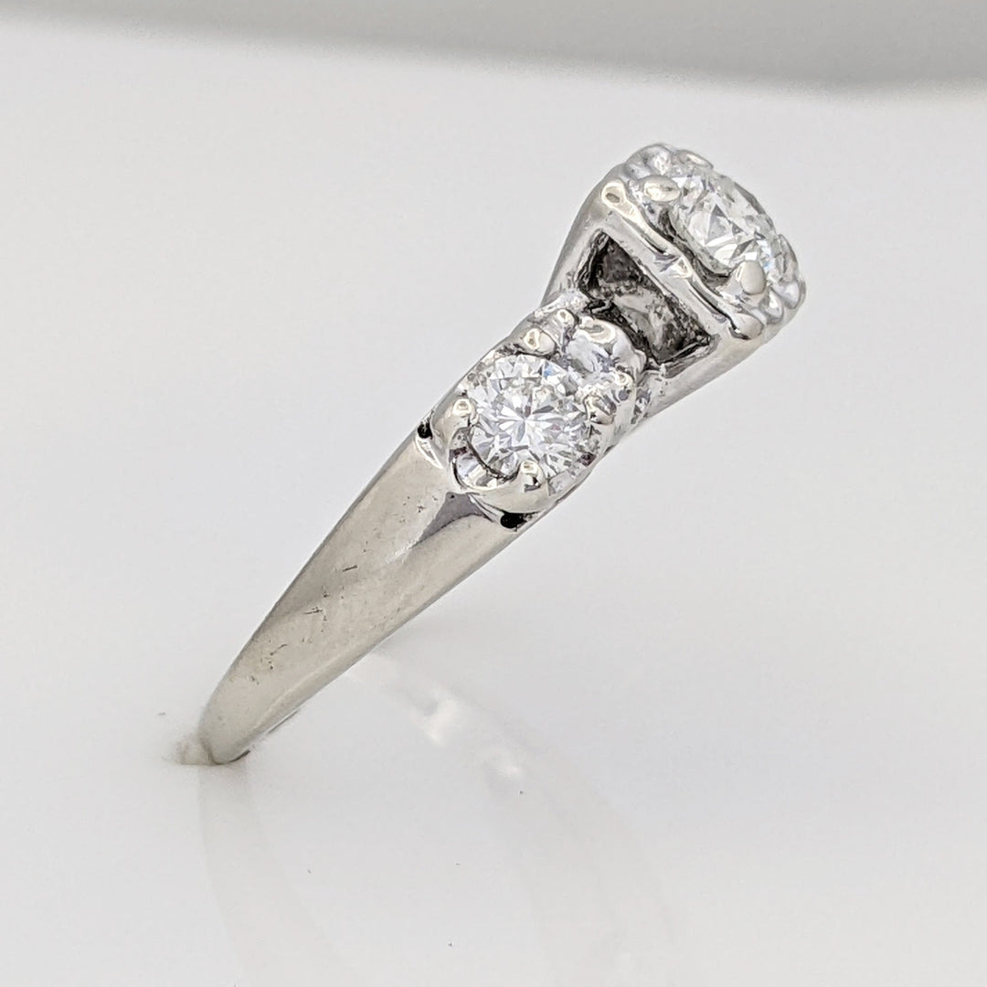 14K WHITE .70 CARAT TOTAL WEIGHT SI2 H DIAMOND ROUND (3) ILLUSION TRINITY ESTATE RING 3.4 GRAMS