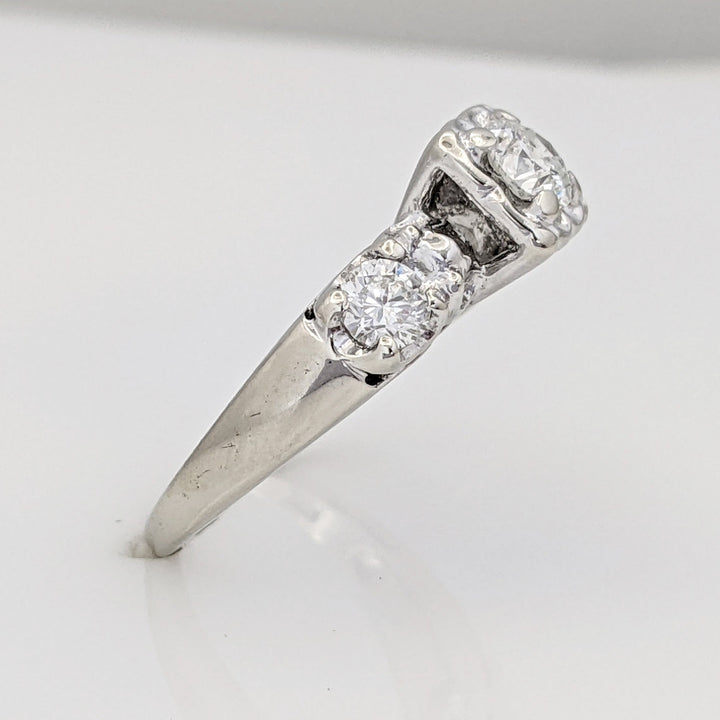 14K WHITE .70 CARAT TOTAL WEIGHT SI2 H DIAMOND ROUND (3) ILLUSION TRINITY ESTATE RING 3.4 GRAMS