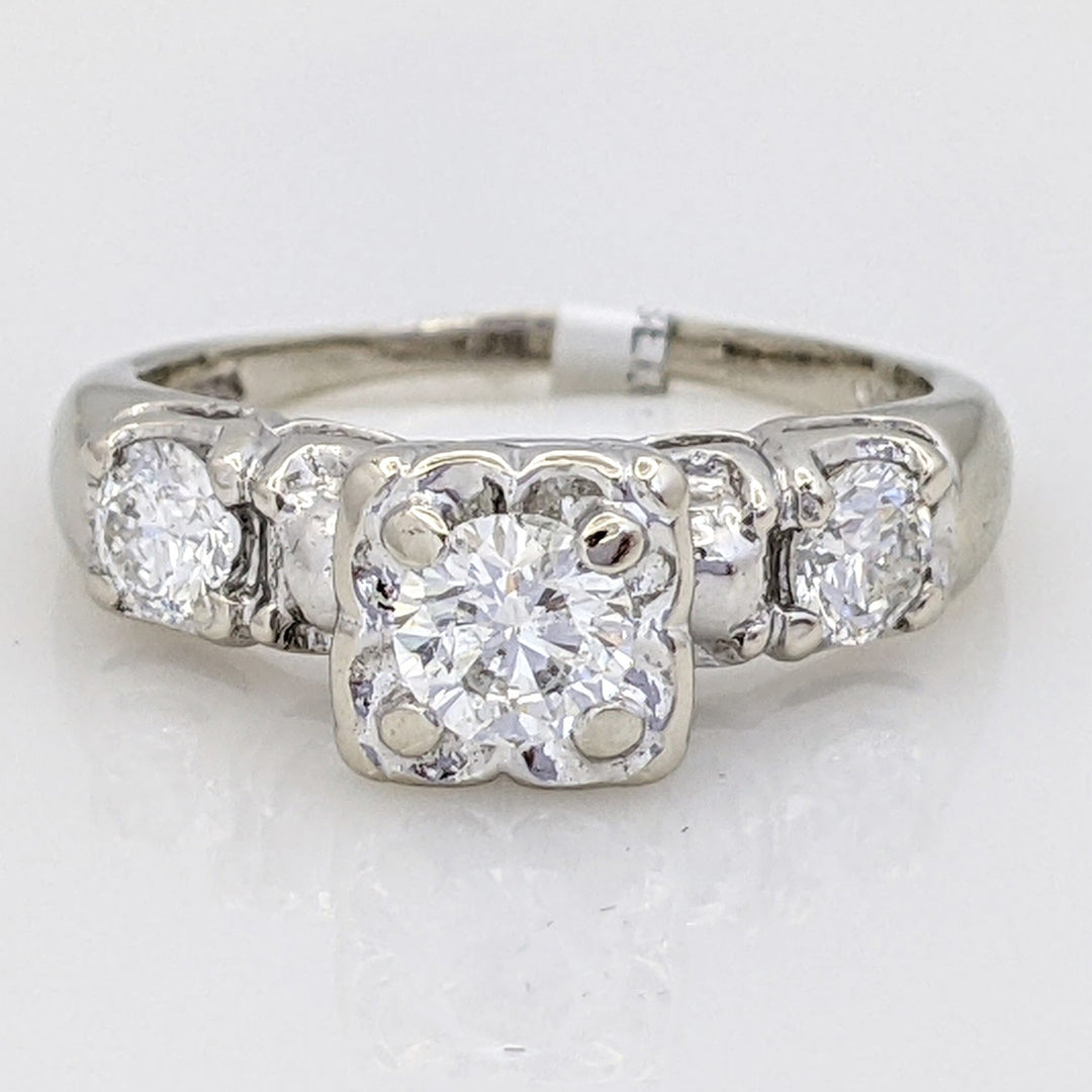 14K WHITE .70 CARAT TOTAL WEIGHT SI2 H DIAMOND ROUND (3) ILLUSION TRINITY ESTATE RING 3.4 GRAMS