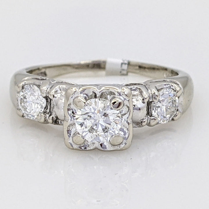 14K WHITE .70 CARAT TOTAL WEIGHT SI2 H DIAMOND ROUND (3) ILLUSION TRINITY ESTATE RING 3.4 GRAMS