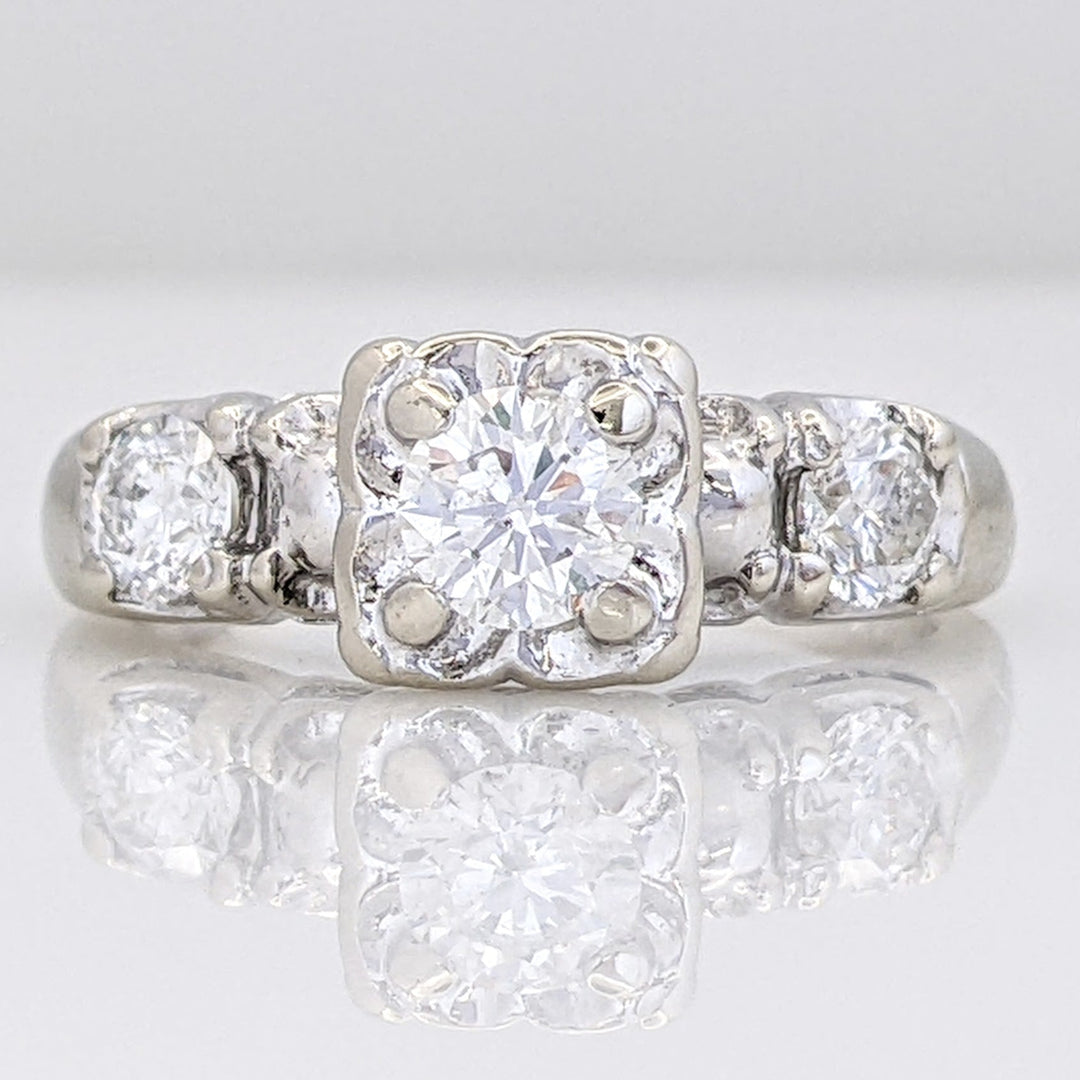 14K WHITE .70 CARAT TOTAL WEIGHT SI2 H DIAMOND ROUND (3) ILLUSION TRINITY ESTATE RING 3.4 GRAMS