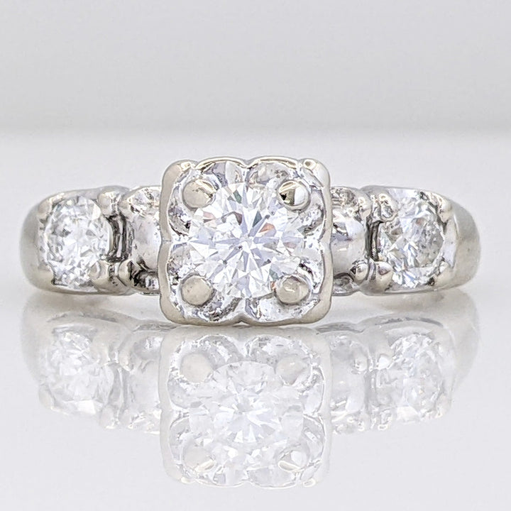 14K WHITE .70 CARAT TOTAL WEIGHT SI2 H DIAMOND ROUND (3) ILLUSION TRINITY ESTATE RING 3.4 GRAMS