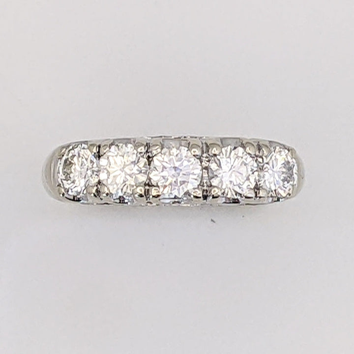 14K WHITE .75 CARAT TOTAL WEIGHT SI2 I DIAMOND ROUND (5) ESTATE BAND 2.7 GRAMS
