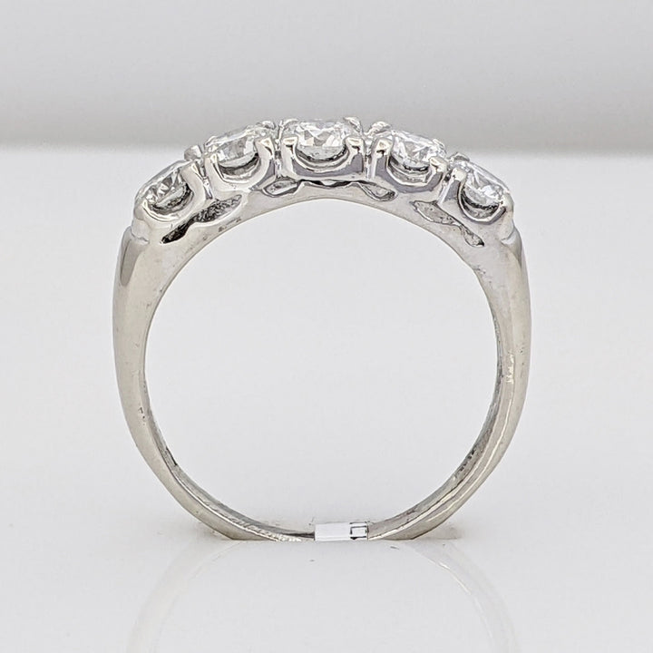 14K WHITE .75 CARAT TOTAL WEIGHT SI2 I DIAMOND ROUND (5) ESTATE BAND 2.7 GRAMS