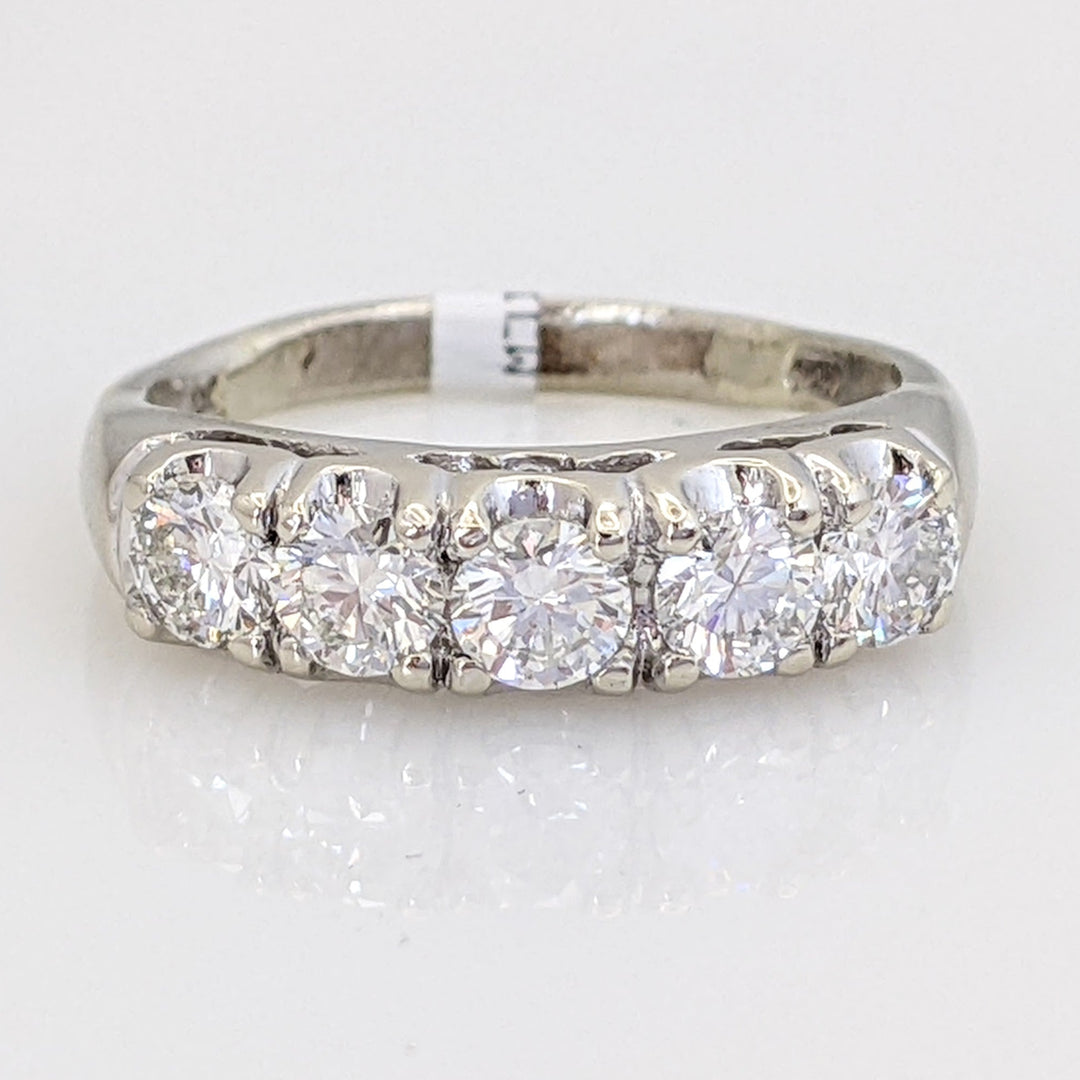 14K WHITE .75 CARAT TOTAL WEIGHT SI2 I DIAMOND ROUND (5) ESTATE BAND 2.7 GRAMS