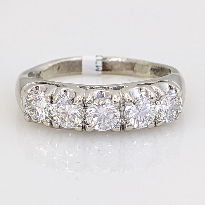 14K WHITE .75 CARAT TOTAL WEIGHT SI2 I DIAMOND ROUND (5) ESTATE BAND 2.7 GRAMS