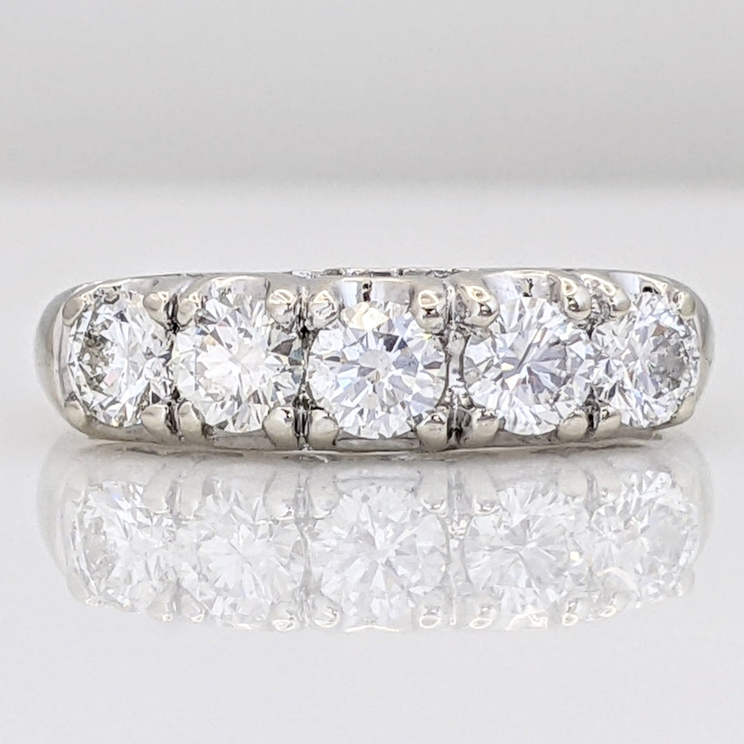 14K WHITE .75 CARAT TOTAL WEIGHT SI2 I DIAMOND ROUND (5) ESTATE BAND 2.7 GRAMS