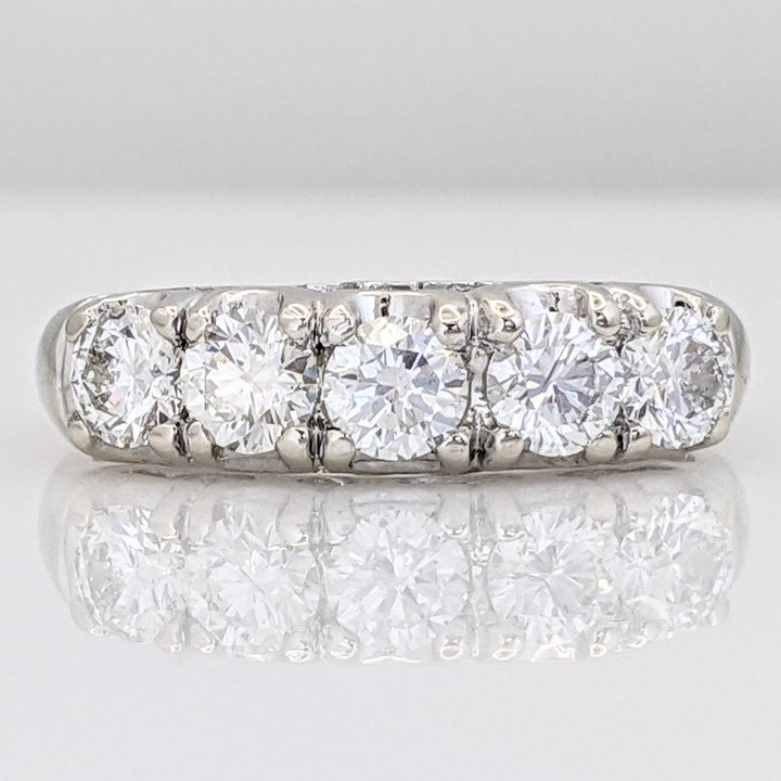 14K WHITE .75 CARAT TOTAL WEIGHT SI2 I DIAMOND ROUND (5) ESTATE BAND 2.7 GRAMS