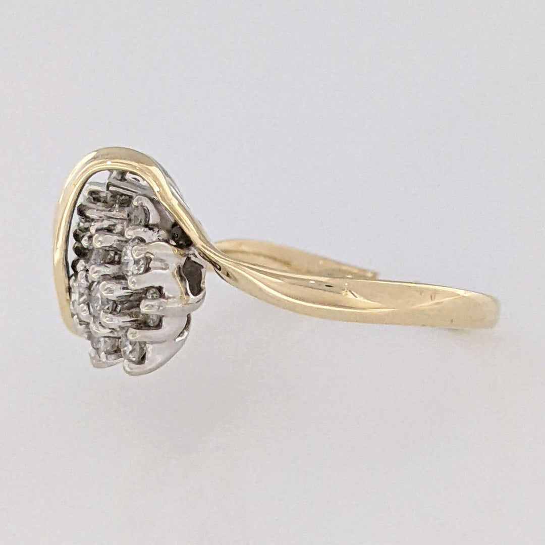 14K .54 CARAT TOTAL WEIGHT I1 G DIAMOND ROUND (18) CLUSTER ESTATE RING 2.7 GRAMS