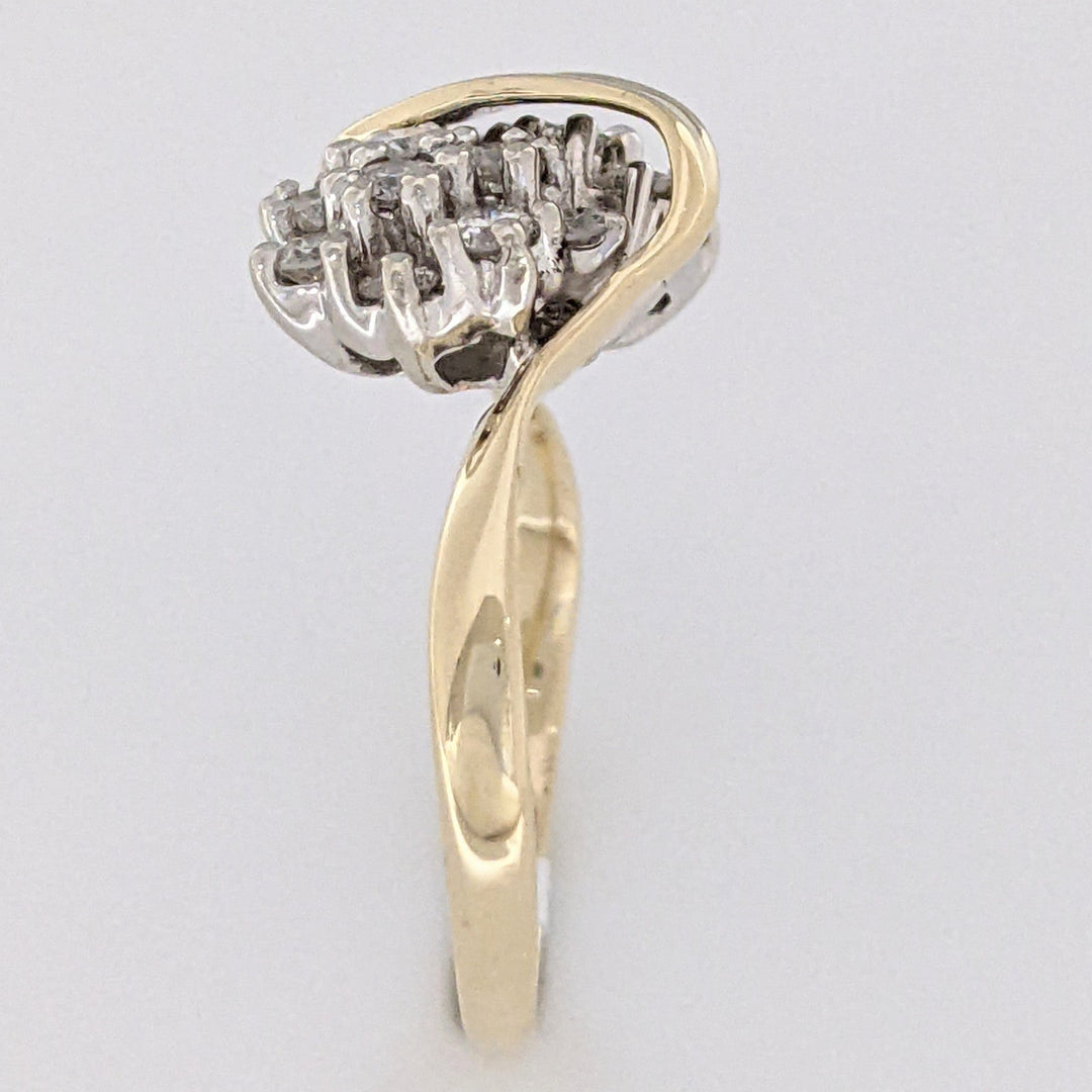 14K .54 CARAT TOTAL WEIGHT I1 G DIAMOND ROUND (18) CLUSTER ESTATE RING 2.7 GRAMS