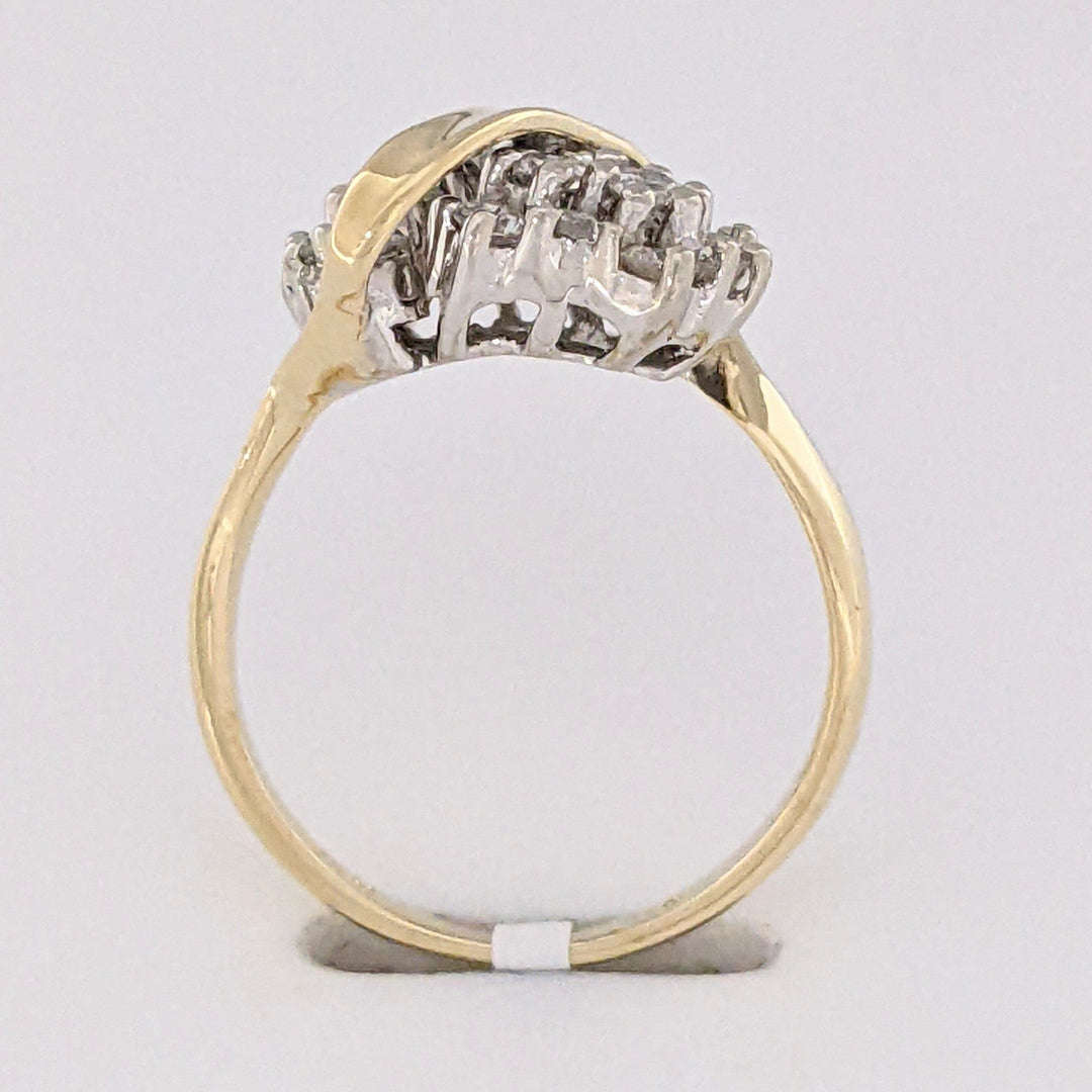 14K .54 CARAT TOTAL WEIGHT I1 G DIAMOND ROUND (18) CLUSTER ESTATE RING 2.7 GRAMS