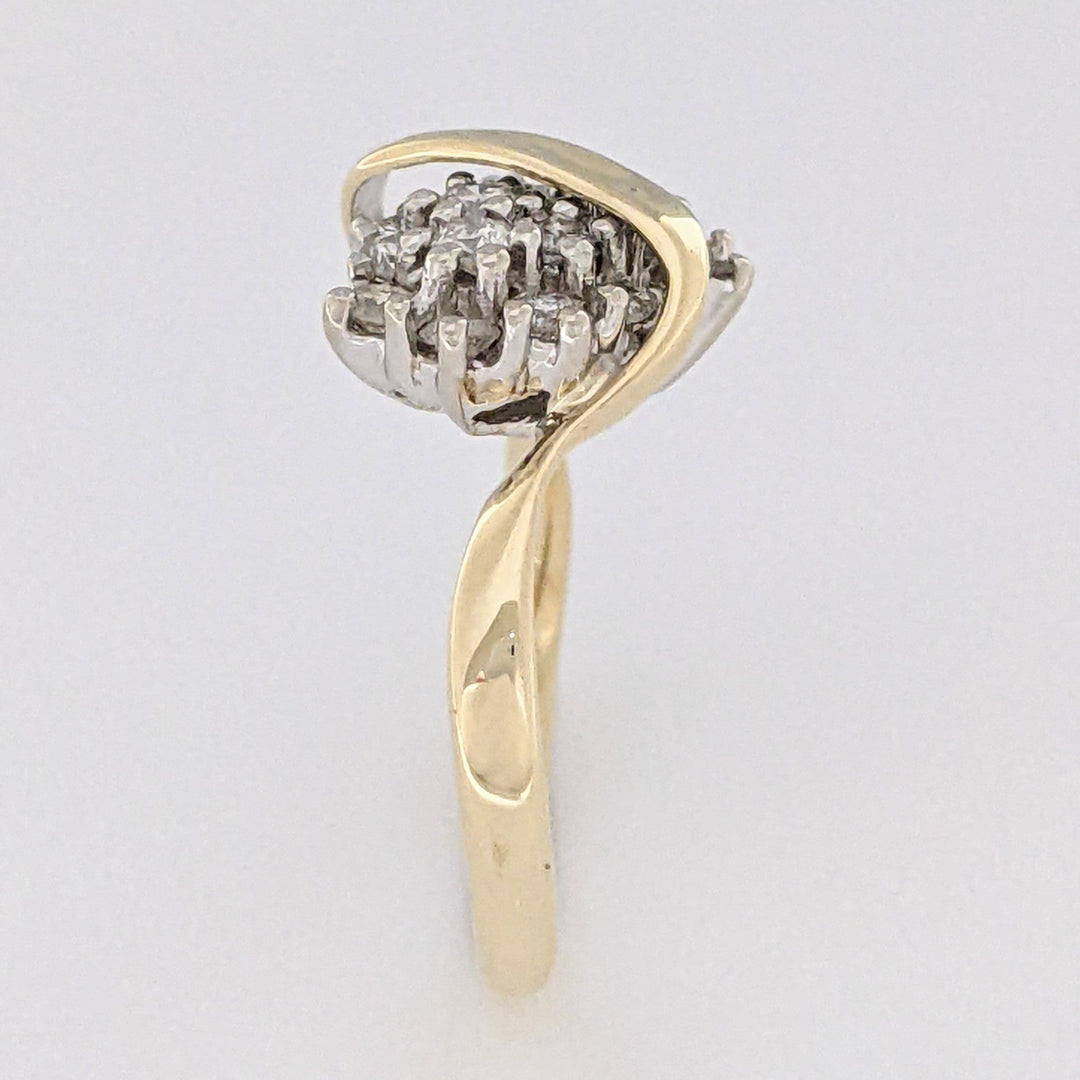 14K .54 CARAT TOTAL WEIGHT I1 G DIAMOND ROUND (18) CLUSTER ESTATE RING 2.7 GRAMS