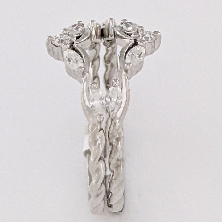 14K WHITE .19 CARAT TOTAL WEIGHT SI H-I DIAMOND ROUND/ MARQUISE ESTATE BAND 1.4 GRAMS