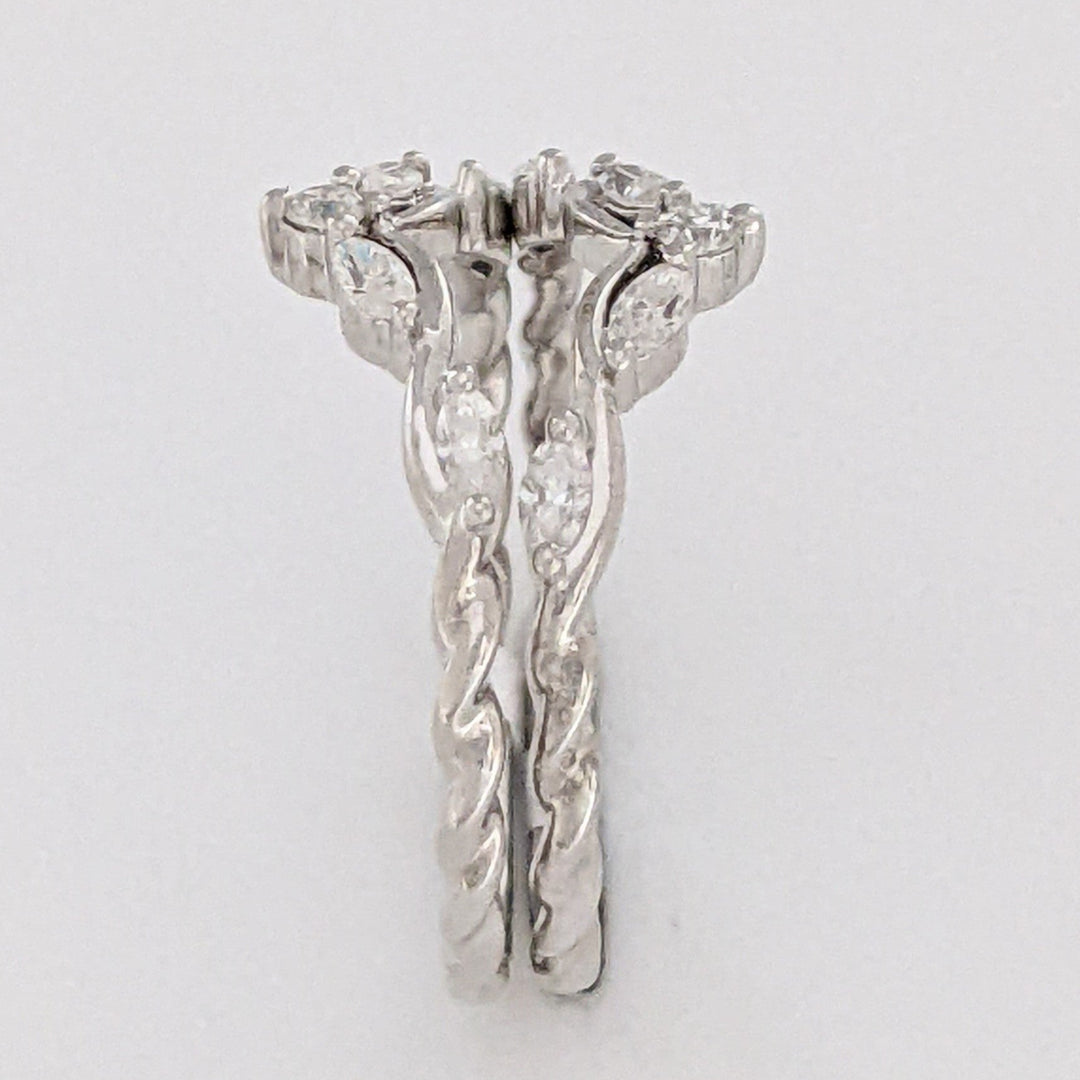 14K WHITE .19 CARAT TOTAL WEIGHT SI H-I DIAMOND ROUND/ MARQUISE ESTATE BAND 1.4 GRAMS