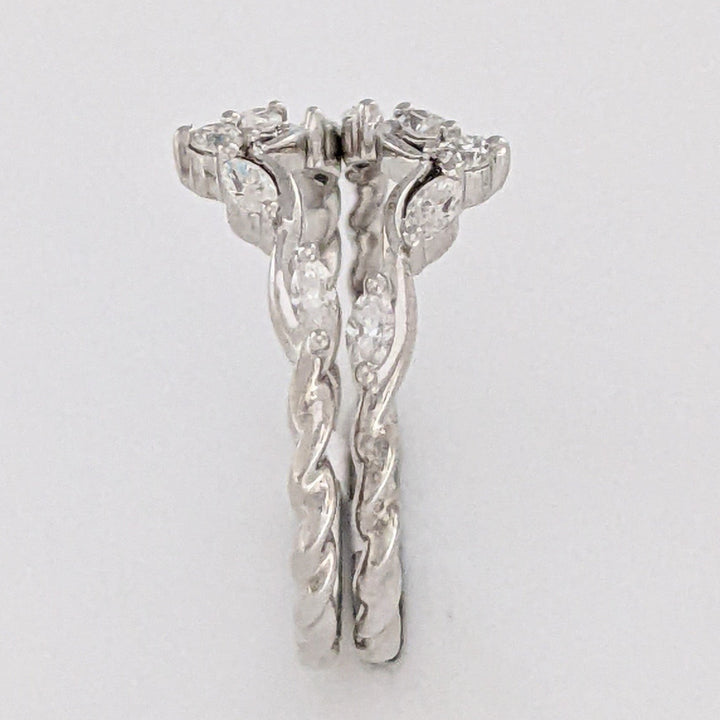 14K WHITE .19 CARAT TOTAL WEIGHT SI H-I DIAMOND ROUND/ MARQUISE ESTATE BAND 1.4 GRAMS