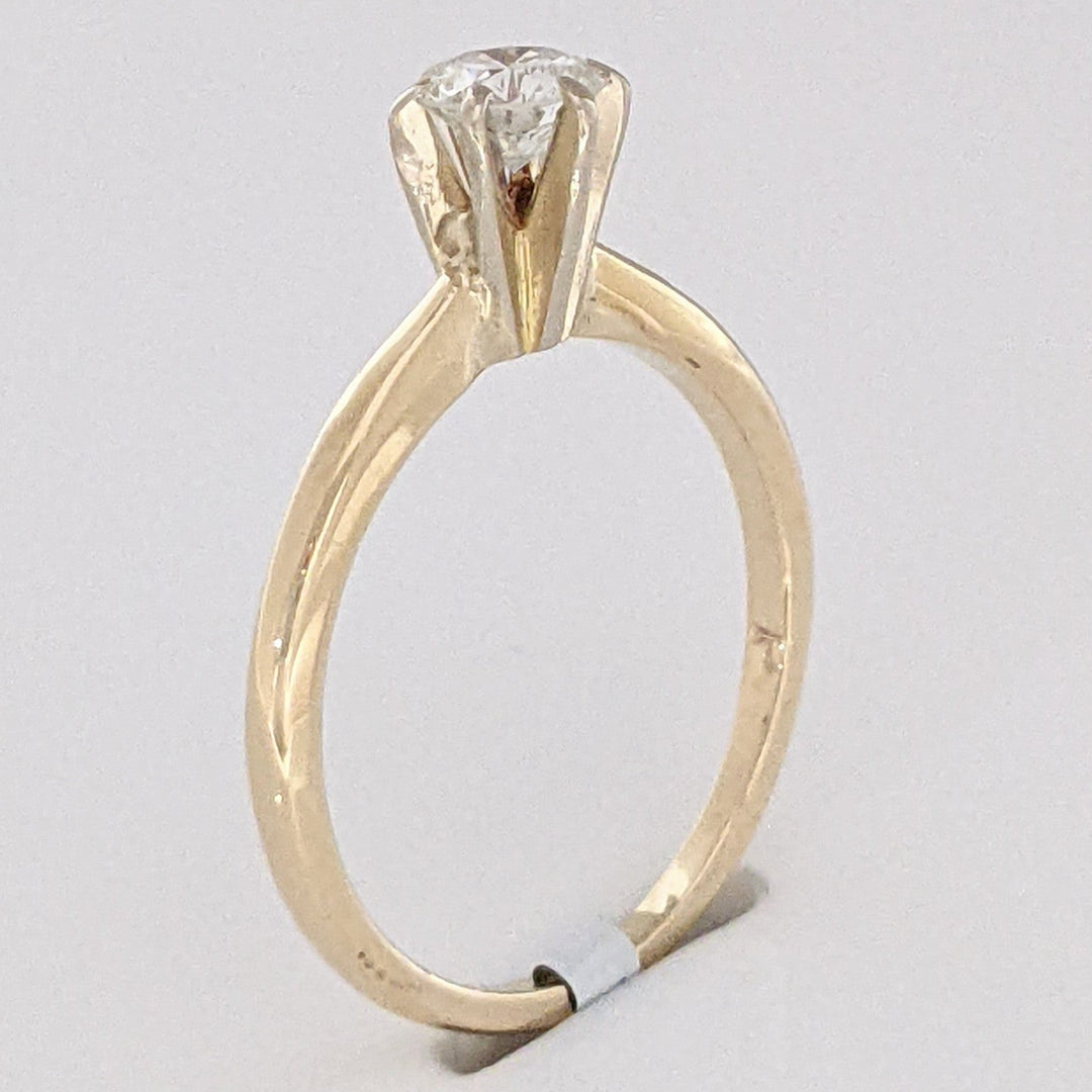 14K .35 CARAT TOTAL I1 J DIAMOND ROUND 6-PRONG SOLITARE ESTATE RING 2.1 GRAMS