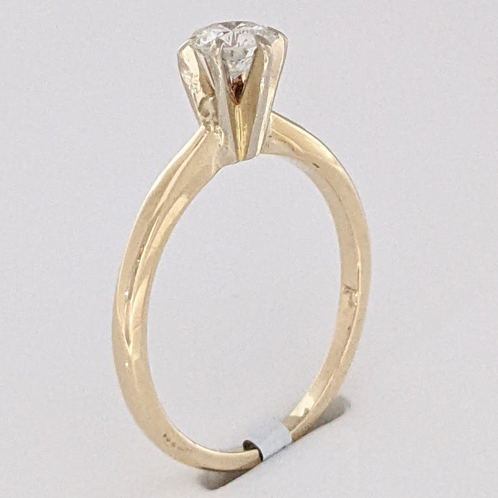 14K .35 CARAT TOTAL I1 J DIAMOND ROUND 6-PRONG SOLITARE ESTATE RING 2.1 GRAMS