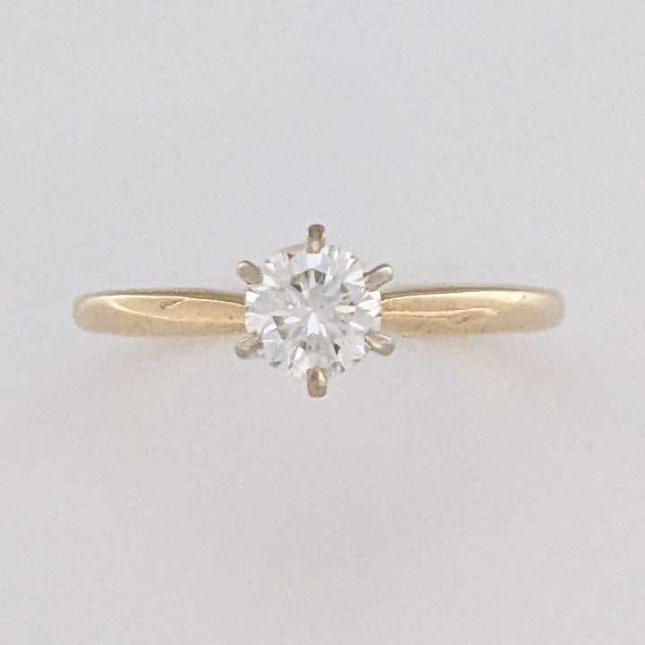 14K .35 CARAT TOTAL I1 J DIAMOND ROUND 6-PRONG SOLITARE ESTATE RING 2.1 GRAMS