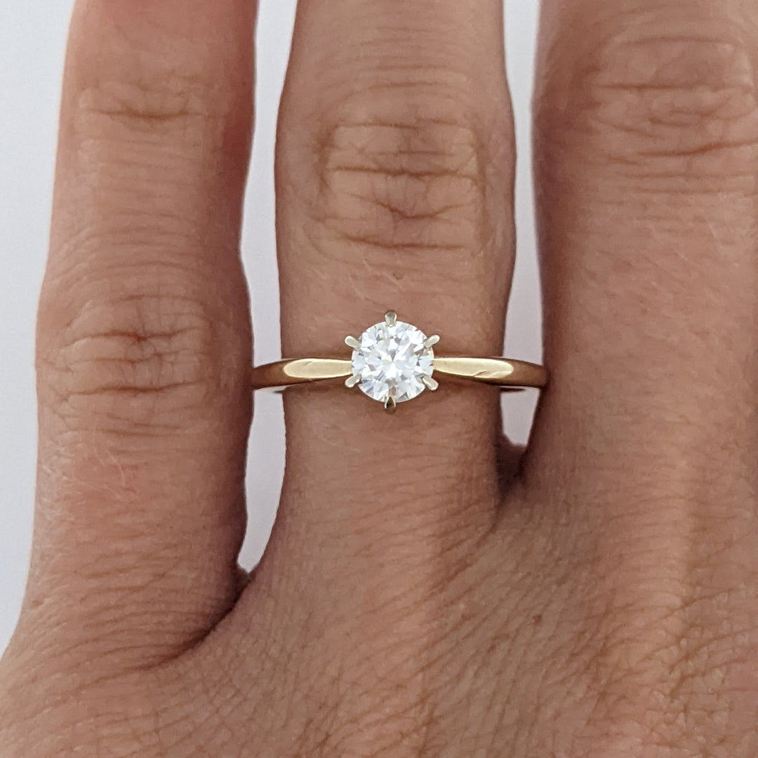 14K .35 CARAT TOTAL I1 J DIAMOND ROUND 6-PRONG SOLITARE ESTATE RING 2.1 GRAMS
