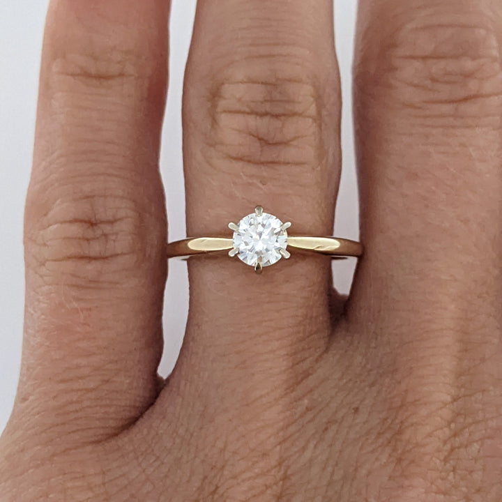 14K .35 CARAT TOTAL I1 J DIAMOND ROUND 6-PRONG SOLITARE ESTATE RING 2.1 GRAMS