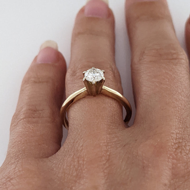 14K .35 CARAT TOTAL I1 J DIAMOND ROUND 6-PRONG SOLITARE ESTATE RING 2.1 GRAMS