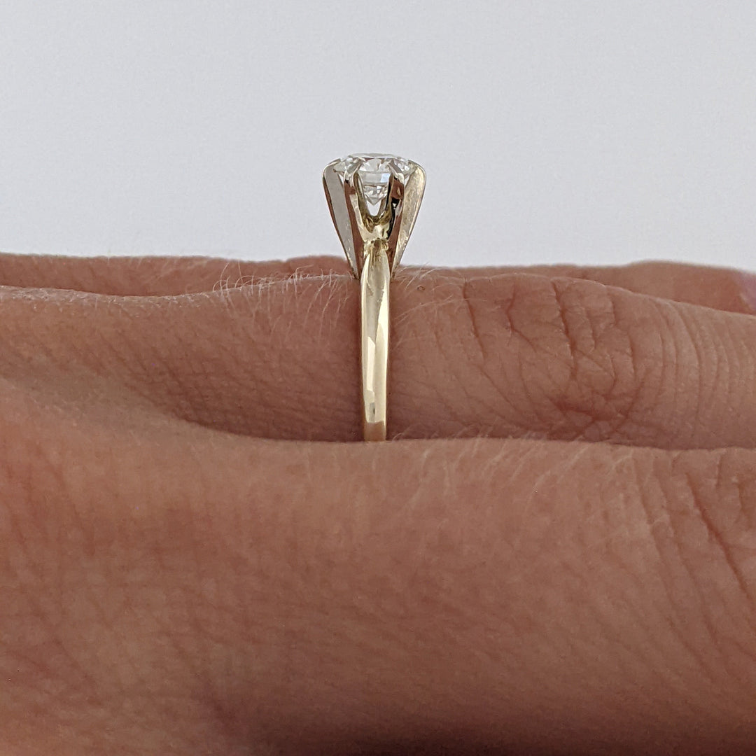 14K .35 CARAT TOTAL I1 J DIAMOND ROUND 6-PRONG SOLITARE ESTATE RING 2.1 GRAMS