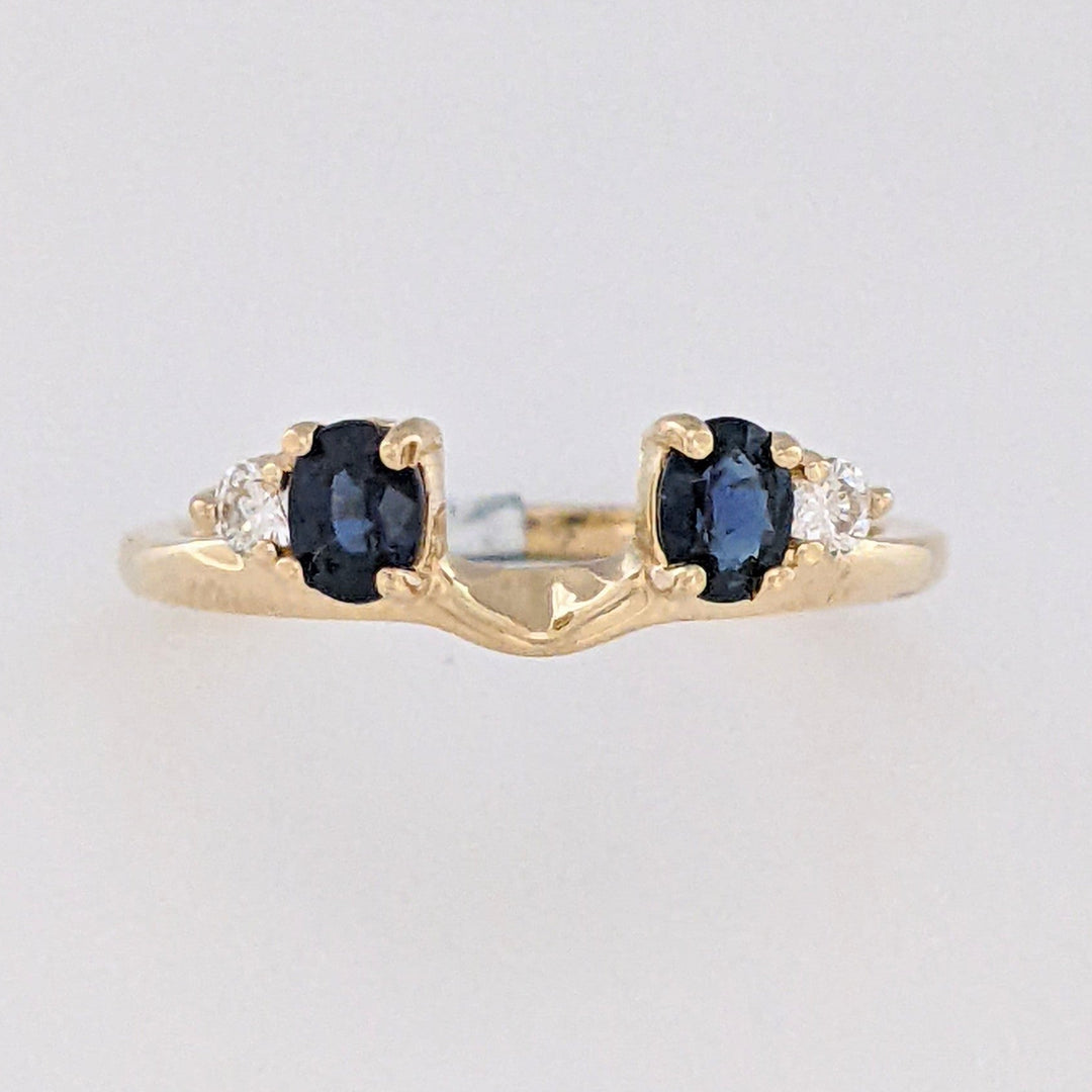 14K SAPPHIRE OVAL 3X4 (2) WITH .08 CARAT TOTAL WEIGHT SI2 I DIAMOND ROUND (2) ESTATE WRAP