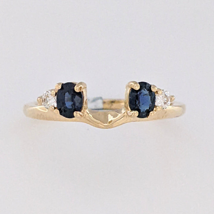14K SAPPHIRE OVAL 3X4 (2) WITH .08 CARAT TOTAL WEIGHT SI2 I DIAMOND ROUND (2) ESTATE WRAP