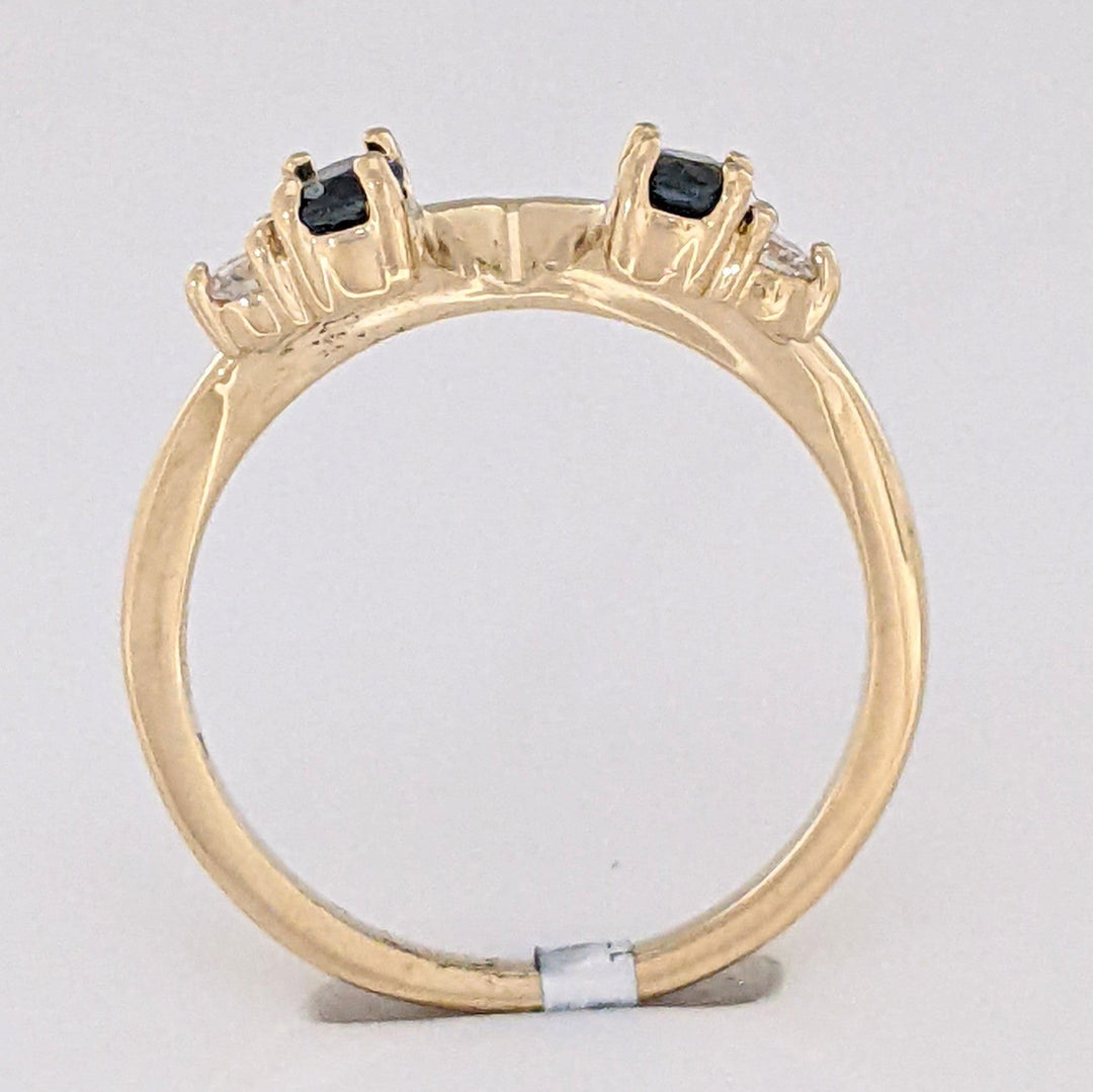 14K SAPPHIRE OVAL 3X4 (2) WITH .08 CARAT TOTAL WEIGHT SI2 I DIAMOND ROUND (2) ESTATE WRAP