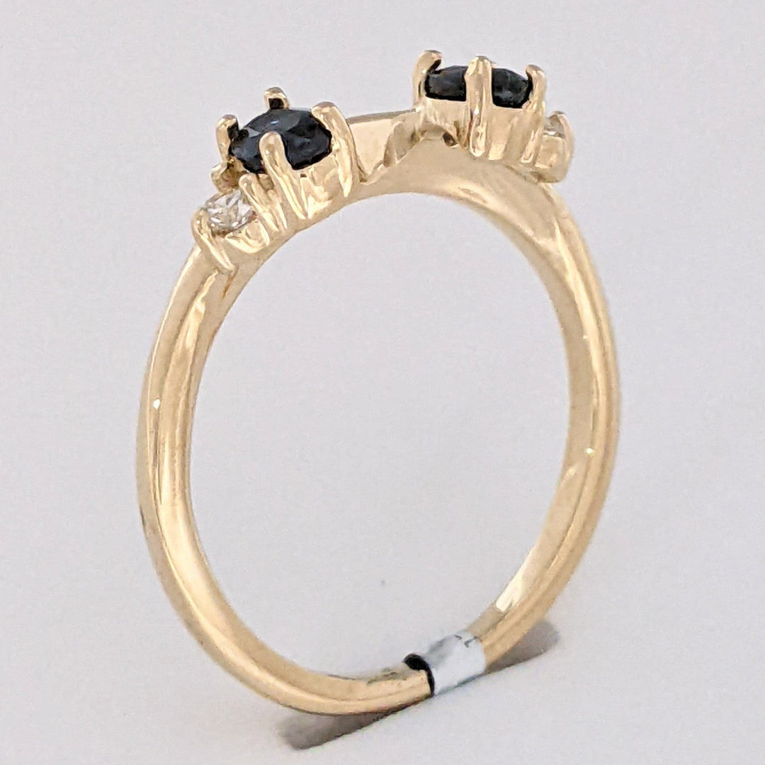 14K SAPPHIRE OVAL 3X4 (2) WITH .08 CARAT TOTAL WEIGHT SI2 I DIAMOND ROUND (2) ESTATE WRAP