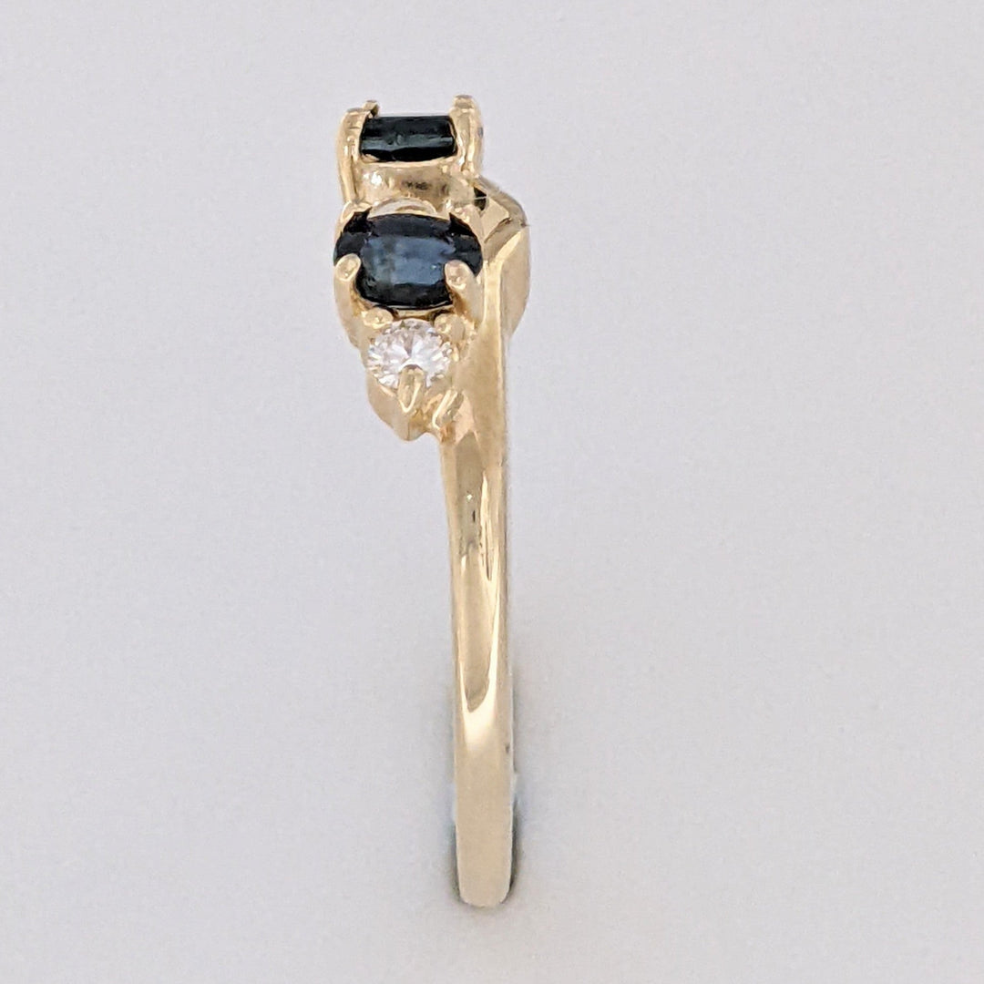 14K SAPPHIRE OVAL 3X4 (2) WITH .08 CARAT TOTAL WEIGHT SI2 I DIAMOND ROUND (2) ESTATE WRAP