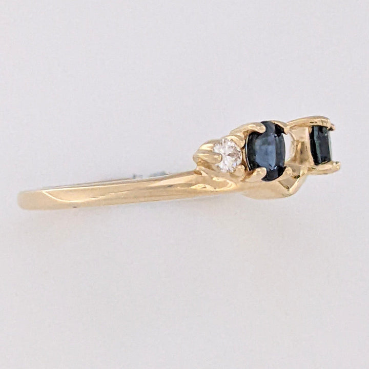 14K SAPPHIRE OVAL 3X4 (2) WITH .08 CARAT TOTAL WEIGHT SI2 I DIAMOND ROUND (2) ESTATE WRAP