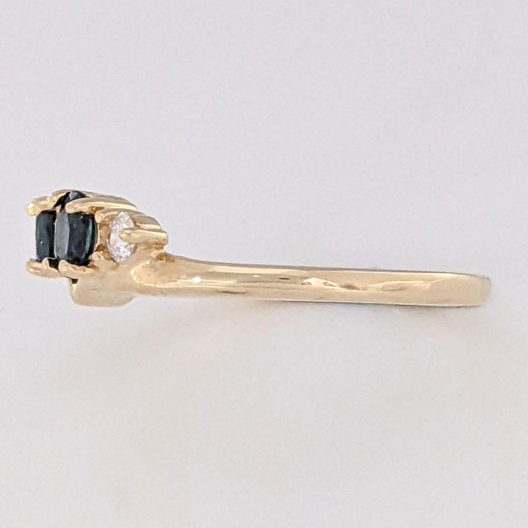 14K SAPPHIRE OVAL 3X4 (2) WITH .08 CARAT TOTAL WEIGHT SI2 I DIAMOND ROUND (2) ESTATE WRAP