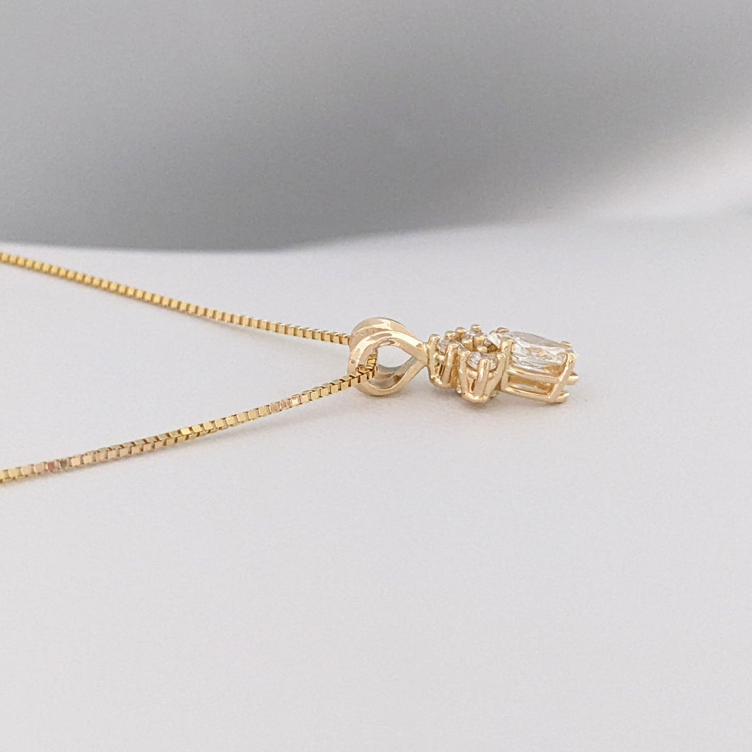 14K .38 CARAT TOTAL WEIGHT VS2-SI2 H DIAMOND MARQUISE (1) ROUND (3) ESTATE PENDANT &amp; CHAIN 2.2 GRAMS