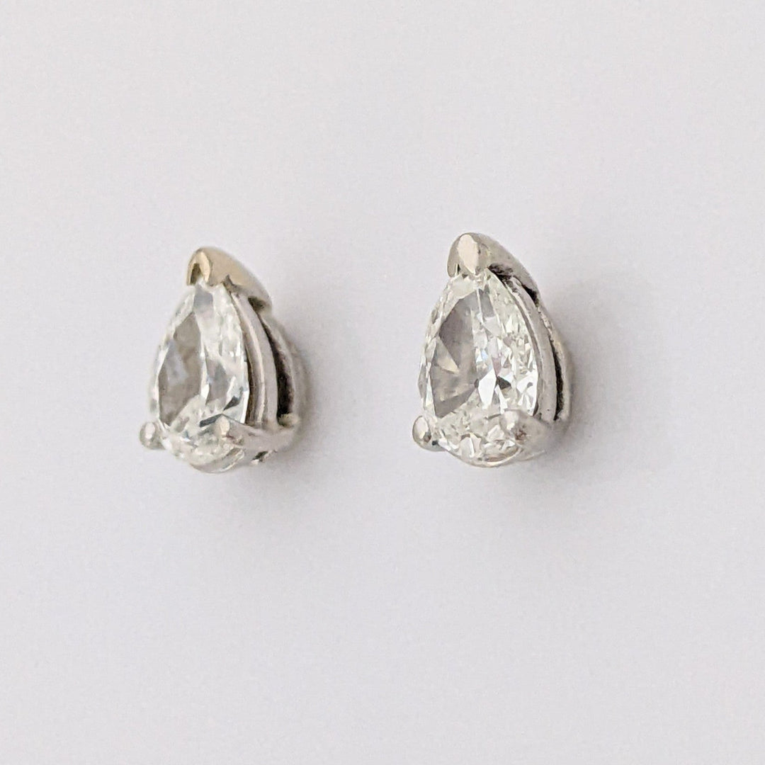 14K WHITE 1.44 CARAT TOTAL WEIGHT VS1 H DIAMOND PEAR SHAPE (2) ESTATE STUD EARRINGS 1.7 GRAMS