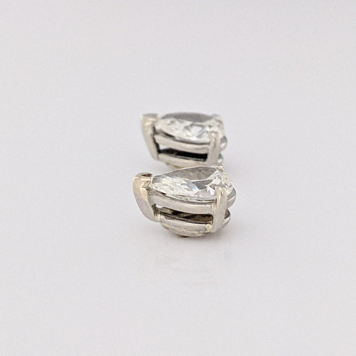 14K WHITE 1.44 CARAT TOTAL WEIGHT VS1 H DIAMOND PEAR SHAPE (2) ESTATE STUD EARRINGS 1.7 GRAMS