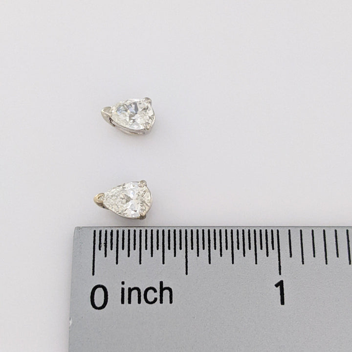 14K WHITE 1.44 CARAT TOTAL WEIGHT VS1 H DIAMOND PEAR SHAPE (2) ESTATE STUD EARRINGS 1.7 GRAMS