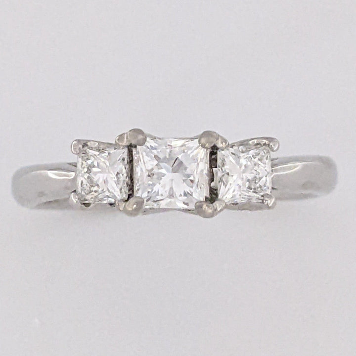14K WHITE .80 CARAT TOTAL WEIGHT VS1 G DIAMOND PRINCESS CUT (3) TRINITY ESTATE RING