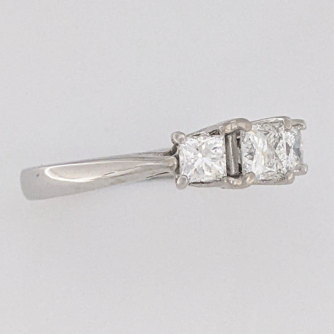 14K WHITE .80 CARAT TOTAL WEIGHT VS1 G DIAMOND PRINCESS CUT (3) TRINITY ESTATE RING