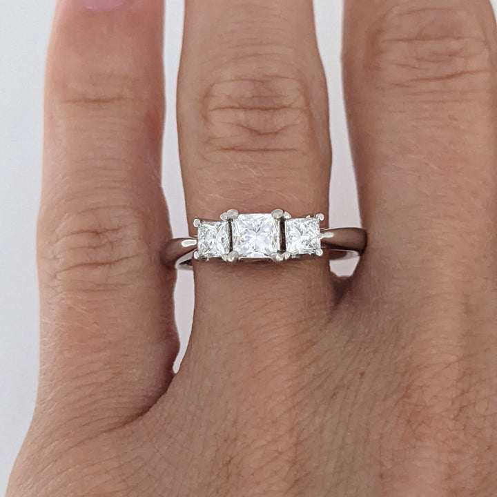 14K WHITE .80 CARAT TOTAL WEIGHT VS1 G DIAMOND PRINCESS CUT (3) TRINITY ESTATE RING