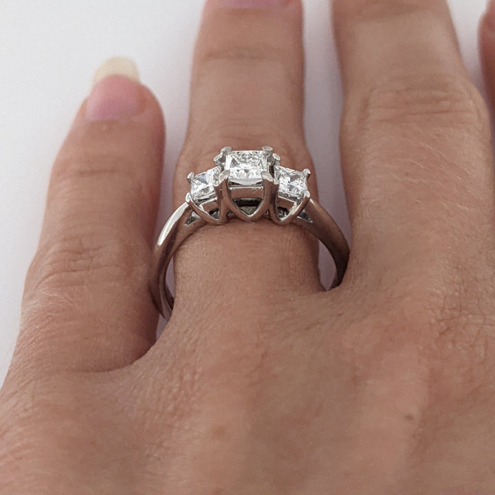 14K WHITE .80 CARAT TOTAL WEIGHT VS1 G DIAMOND PRINCESS CUT (3) TRINITY ESTATE RING