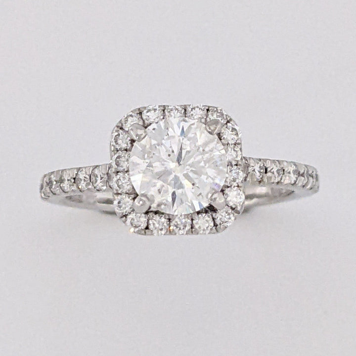 14K WHITE 1.33 CARAT TOTAL WEIGHT I1 G DIAMOND ROUND ESTATE HALO RING 3.2 GRAMS