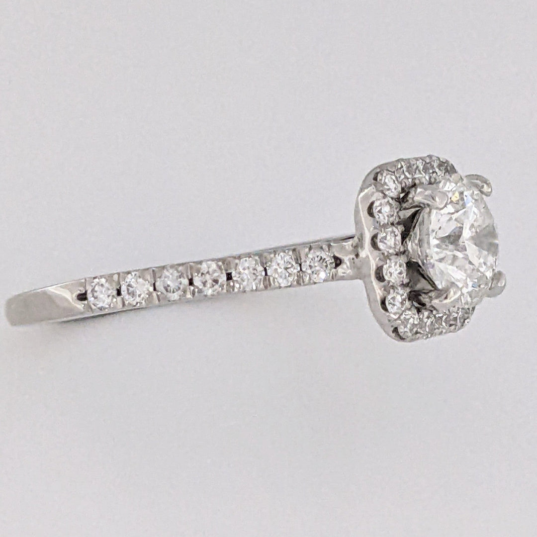 14K WHITE 1.33 CARAT TOTAL WEIGHT I1 G DIAMOND ROUND ESTATE HALO RING 3.2 GRAMS