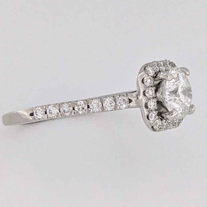 14K WHITE 1.33 CARAT TOTAL WEIGHT I1 G DIAMOND ROUND ESTATE HALO RING 3.2 GRAMS