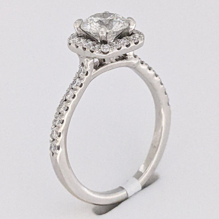 14K WHITE 1.33 CARAT TOTAL WEIGHT I1 G DIAMOND ROUND ESTATE HALO RING 3.2 GRAMS