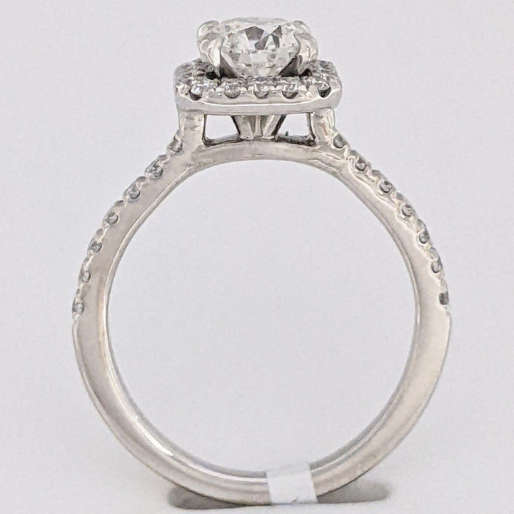 14K WHITE 1.33 CARAT TOTAL WEIGHT I1 G DIAMOND ROUND ESTATE HALO RING 3.2 GRAMS